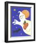 Ghost with Pumpkin and Orange Moon-Beverly Johnston-Framed Giclee Print