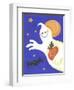 Ghost with Pumpkin and Orange Moon-Beverly Johnston-Framed Giclee Print