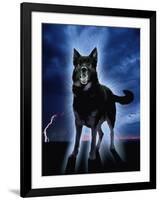 Ghostly Alsation Barking-Jane Burton-Framed Photographic Print