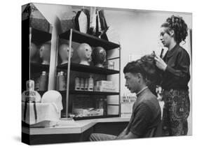 Gi Gary Drunheller, with Hair Cut Short According to Military Regulations, Getting Fitted for a Wig-Yale Joel-Stretched Canvas