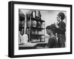 Gi Gary Drunheller, with Hair Cut Short According to Military Regulations, Getting Fitted for a Wig-Yale Joel-Framed Photographic Print