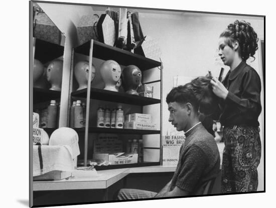 Gi Gary Drunheller, with Hair Cut Short According to Military Regulations, Getting Fitted for a Wig-Yale Joel-Mounted Photographic Print