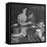 GI Kissing His Lady Friend After a Glass of Champagne-Ed Clark-Framed Stretched Canvas