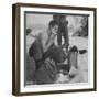 GI shaving with mirror during ull in the Ardennes Forest Conflict called the Battle of the Bulge-John Florea-Framed Photographic Print