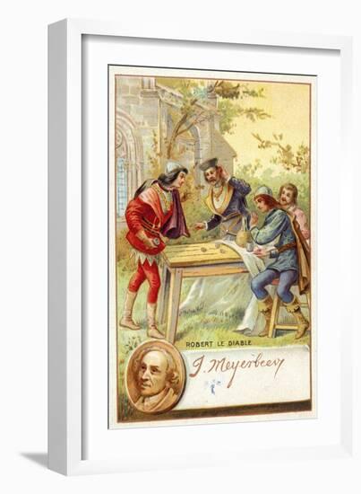 Giacomo Meyerbeer and a Scene from His Opera Robert Le Diable-null-Framed Giclee Print