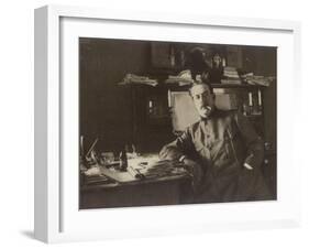 Giacomo Puccini Italian Composer in His Study-null-Framed Photographic Print