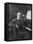 Giacomo Puccini Leans on the Pianoa Cigarette Dangling from the Side of His Mouth-G^ Magrini-Framed Stretched Canvas