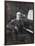 Giacomo Puccini Leans on the Pianoa Cigarette Dangling from the Side of His Mouth-G^ Magrini-Framed Photographic Print