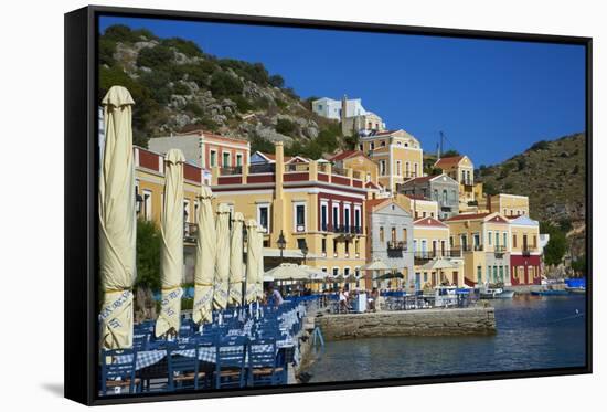 Gialos Harbour, Symi, Dodecanese, Greek Islands, Greece, Europe-null-Framed Stretched Canvas