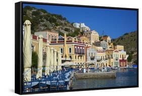 Gialos Harbour, Symi, Dodecanese, Greek Islands, Greece, Europe-null-Framed Stretched Canvas