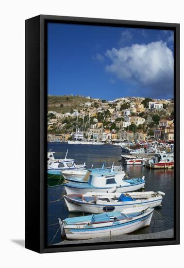 Gialos Harbour, Symi Island, Dodecanese, Greek Islands, Greece, Europe-Tuul-Framed Stretched Canvas