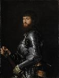 Portrait of a Nobleman in Armor-Giambattista Moroni & Lorenzo Lotto-Framed Art Print