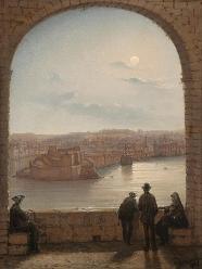 A Moonlit View Of Fort St Angelo Valletta 1887 Giclee Print 