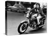 Gianni Nazzaro Riding a Kawasaki Motorbike-null-Stretched Canvas