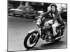 Gianni Nazzaro Riding a Kawasaki Motorbike-null-Mounted Photographic Print