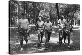 Gianni Rivera, Roberto Rosato, Giovanni Lodetti, Giorgio Puia and Gigi Riva Walking in Chapultepec-Sergio del Grande-Stretched Canvas