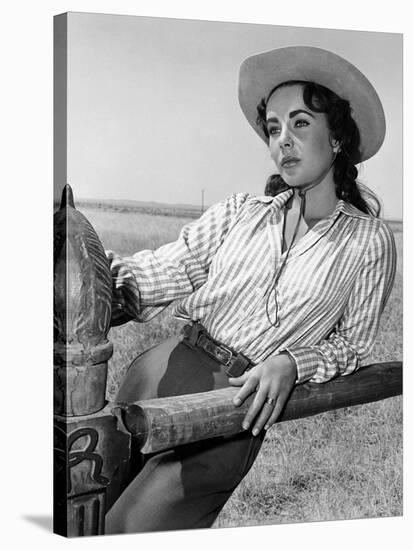 Giant, 1955 directed by GEORGE STEVENS Elizabeth Taylor (b/w photo)-null-Stretched Canvas