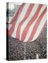 Giant American Flag Flying over a Large Crowd During President Johnson's Asia Tour-George Silk-Stretched Canvas