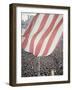 Giant American Flag Flying over a Large Crowd During President Johnson's Asia Tour-George Silk-Framed Photographic Print