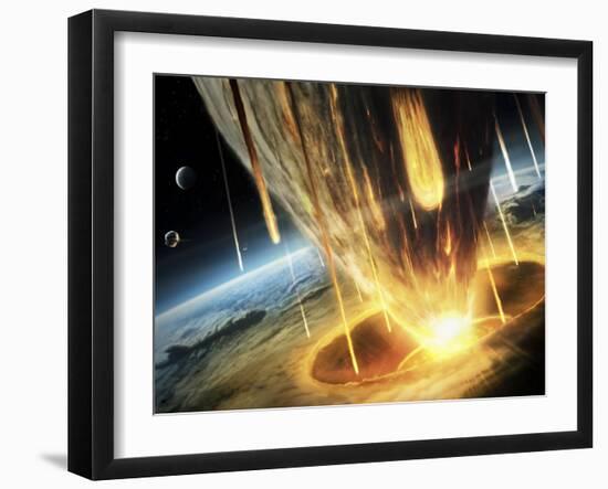 Giant Asteroid Collides with the Earth-null-Framed Premium Photographic Print