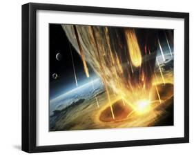 Giant Asteroid Collides with the Earth-null-Framed Photographic Print