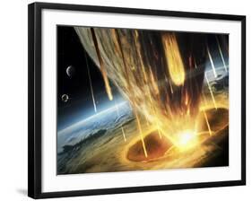 Giant Asteroid Collides with the Earth-null-Framed Photographic Print