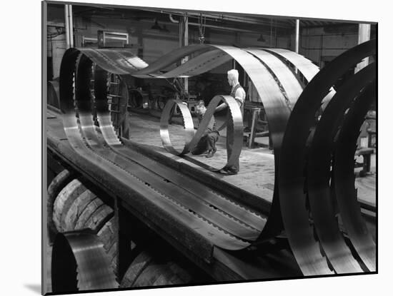 Giant Bandsaw Blades, Slack Sellers and Co, Sheffield, South Yorkshire, 1963-Michael Walters-Mounted Photographic Print