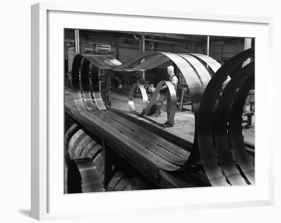 Giant Bandsaw Blades, Slack Sellers and Co, Sheffield, South Yorkshire, 1963-Michael Walters-Framed Photographic Print