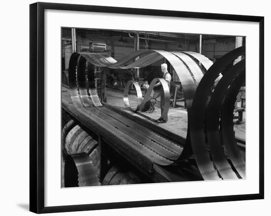 Giant Bandsaw Blades, Slack Sellers and Co, Sheffield, South Yorkshire, 1963-Michael Walters-Framed Photographic Print