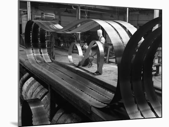 Giant Bandsaw Blades, Slack Sellers and Co, Sheffield, South Yorkshire, 1963-Michael Walters-Mounted Photographic Print