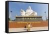 Giant Buddha Statue at Vinh Trang Pagoda, My Tho, Vietnam, Indochina, Southeast Asia, Asia-Michael Nolan-Framed Stretched Canvas