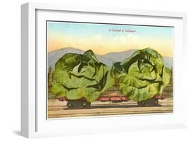 Giant Cabbages on Flatbed-null-Framed Art Print