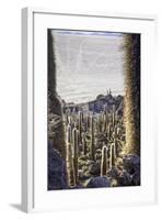 Giant Cactus Island Salar De Uyuni Bolivia Car Tracks in Salt-kikkerdirk-Framed Photographic Print