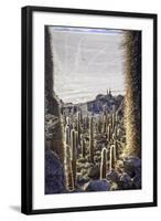 Giant Cactus Island Salar De Uyuni Bolivia Car Tracks in Salt-kikkerdirk-Framed Photographic Print