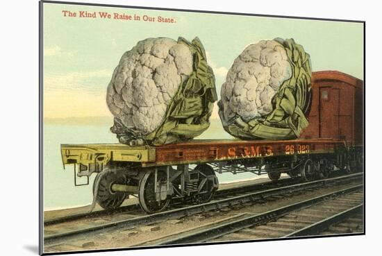 Giant Cauliflower on Flatbed-null-Mounted Art Print