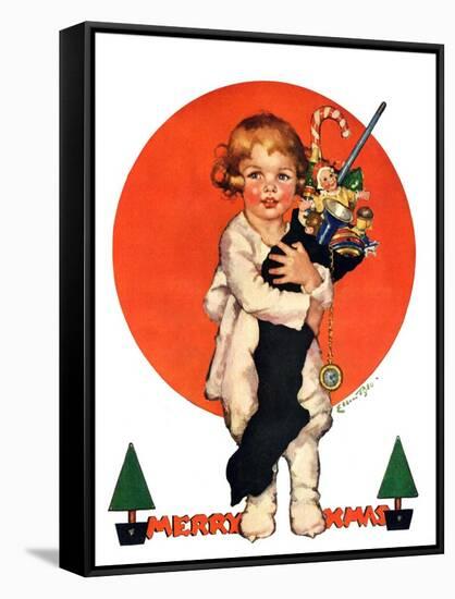"Giant Christmas Stocking,"December 18, 1926-Ellen Pyle-Framed Stretched Canvas