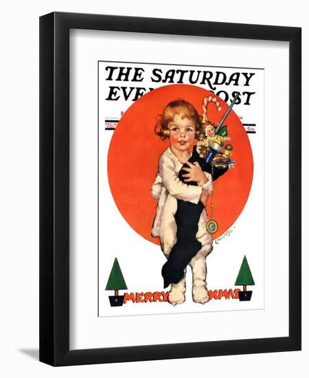 "Giant Christmas Stocking," Saturday Evening Post Cover, December 18, 1926-Ellen Pyle-Framed Giclee Print