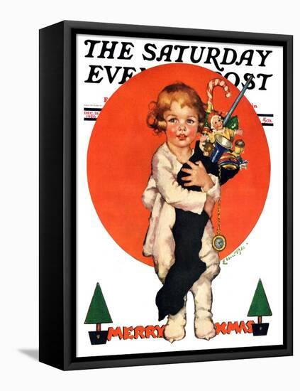 "Giant Christmas Stocking," Saturday Evening Post Cover, December 18, 1926-Ellen Pyle-Framed Stretched Canvas