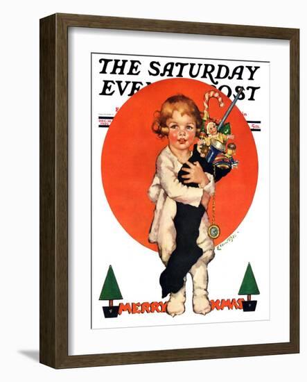 "Giant Christmas Stocking," Saturday Evening Post Cover, December 18, 1926-Ellen Pyle-Framed Giclee Print