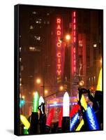Giant Christmas wreath in front of the Radio City Music Hall on a Winter Night-Philippe Hugonnard-Framed Stretched Canvas