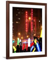 Giant Christmas wreath in front of the Radio City Music Hall on a Winter Night-Philippe Hugonnard-Framed Photographic Print