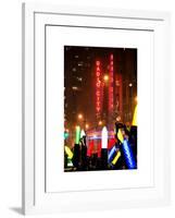 Giant Christmas wreath in front of the Radio City Music Hall on a Winter Night-Philippe Hugonnard-Framed Art Print