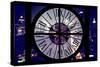 Giant Clock Window - City View at Night - Manhattan-Philippe Hugonnard-Stretched Canvas