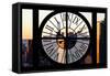 Giant Clock Window - City View at Sunset - New York City-Philippe Hugonnard-Framed Stretched Canvas