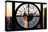 Giant Clock Window - City View at Sunset - New York City-Philippe Hugonnard-Stretched Canvas