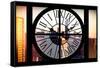 Giant Clock Window - City View at Sunset with the One World Trade Center II-Philippe Hugonnard-Framed Stretched Canvas