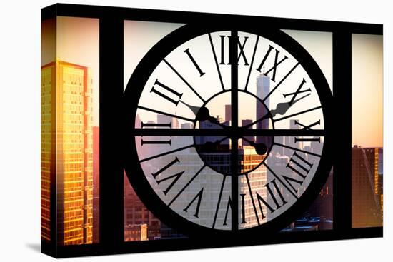 Giant Clock Window - City View at Sunset with the One World Trade Center II-Philippe Hugonnard-Stretched Canvas
