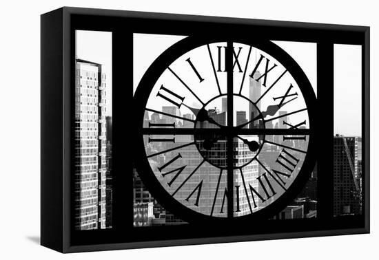 Giant Clock Window - City View at Sunset with the One World Trade Center III-Philippe Hugonnard-Framed Stretched Canvas