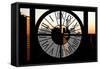 Giant Clock Window - City View at Sunset with the One World Trade Center-Philippe Hugonnard-Framed Stretched Canvas