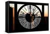 Giant Clock Window - City View at Sunset with the One World Trade Center-Philippe Hugonnard-Framed Stretched Canvas